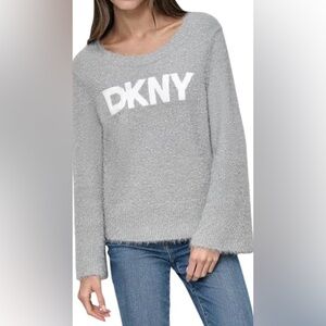 NWOT DKNY Women's Silver Metallic Crew Neck Sweater